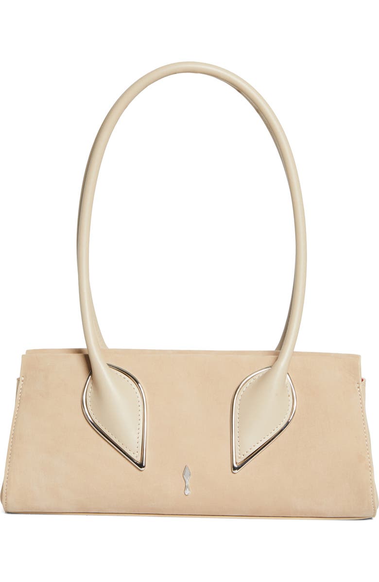 Christian Louboutin Medium Baguette Nubuck Leather Shoulder Bag, Main, color, F702 Saharienne
