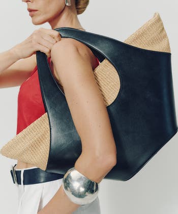 Reformation Siena Leather & Raffia Top Handle Tote | Nordstrom