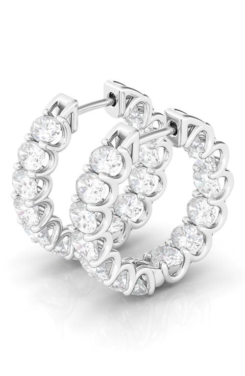 Hautecarat Oval Lab Grown Diamond Inside Out 18k Gold Hoop Earrings In Metallic