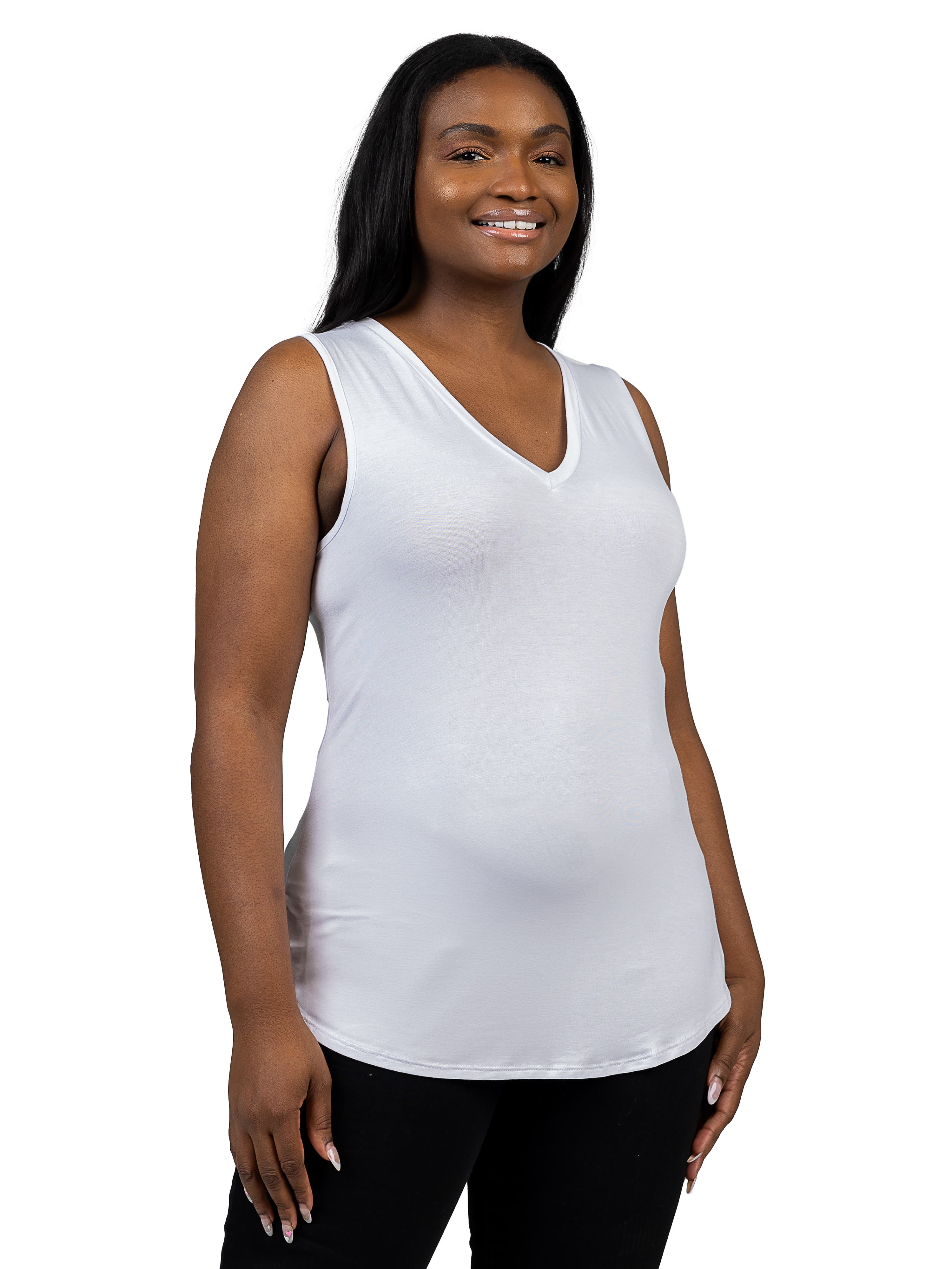 Plus Size V Neck Sleeveless Rounded Hemline Top - image 2