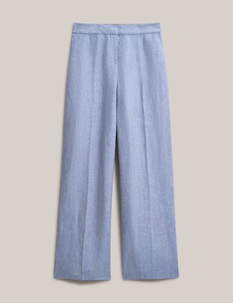Estella Mid-Rise Wide-Leg Linen Trousers