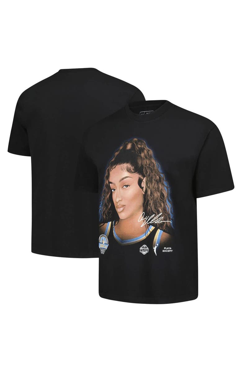 Playa Society Unisex Playa Society Angel Reese Black Chicago Sky Sketch T-Shirt, Main, color, Black