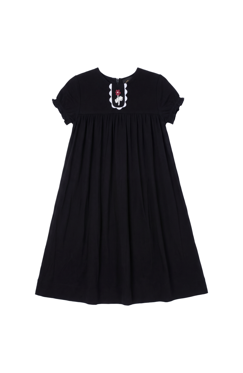 Seal Rick Rack Embroidered Scallop Neck Robe Dress, Main, color, Black/White