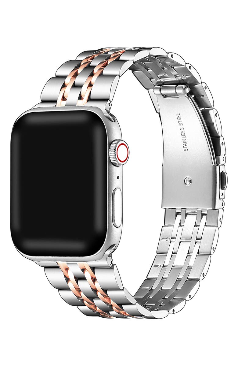 The Posh Tech Rainey Two-Tone Apple Watch<sup>®</sup> SE & Series 7/6/5/4/3/2/1 Watchband, Alternate, color, Silver/Rose Gold