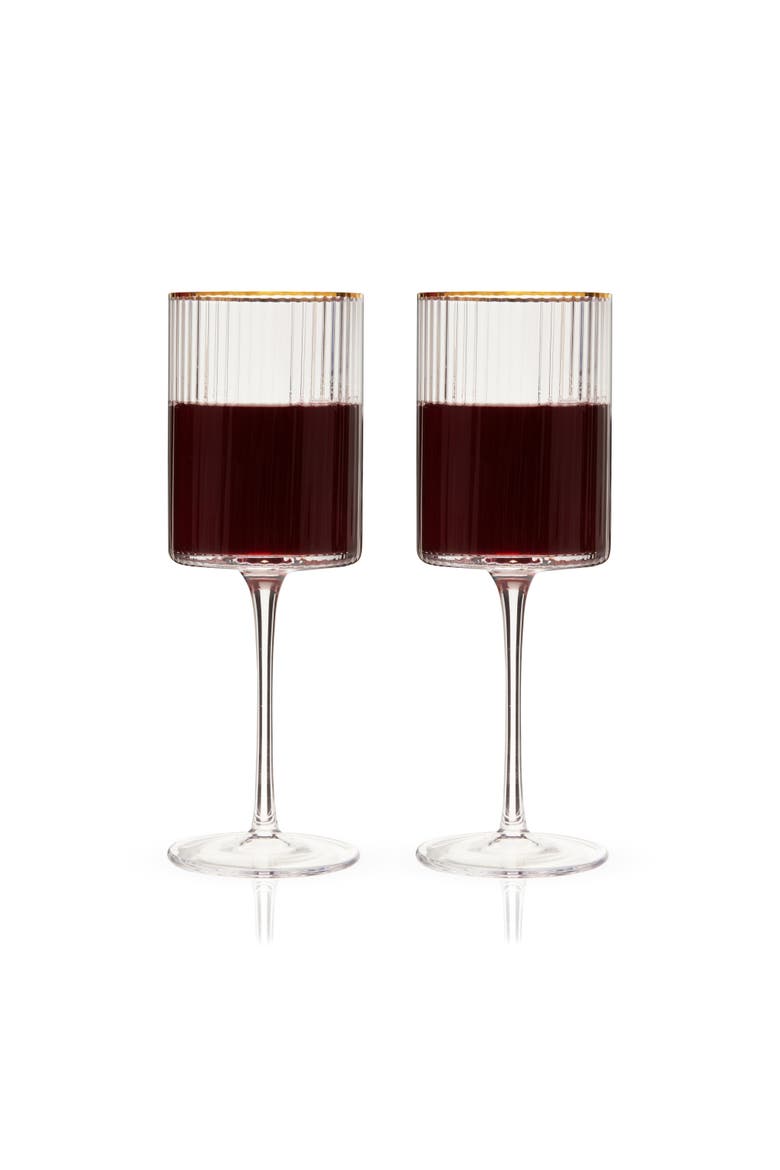 Meridian Crystal Gold Rimmed Wine Glasses Set of 2, Alternate, color, Clear