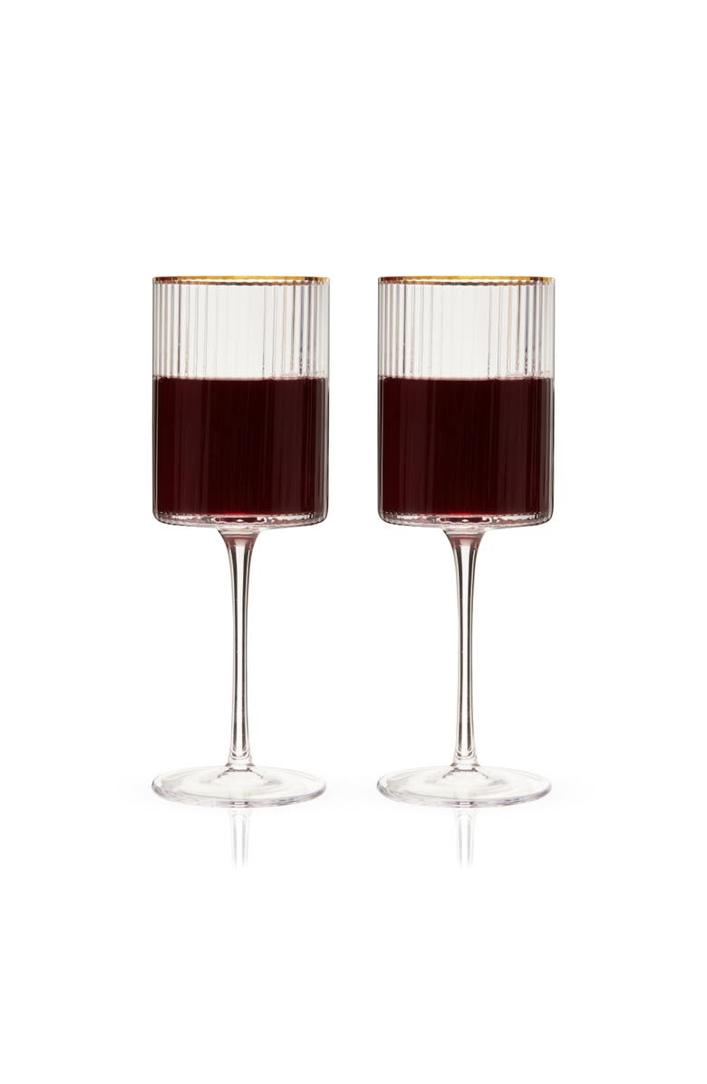 Viski Meridian Crystal Gold Rimmed Wine Glasses Set of 2, Alternate, color, Clear