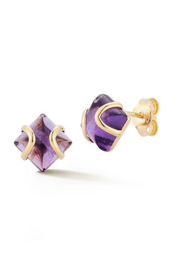 Ember Fine Jewelry 14k Gold Amethyst Stud Earrings In Purple