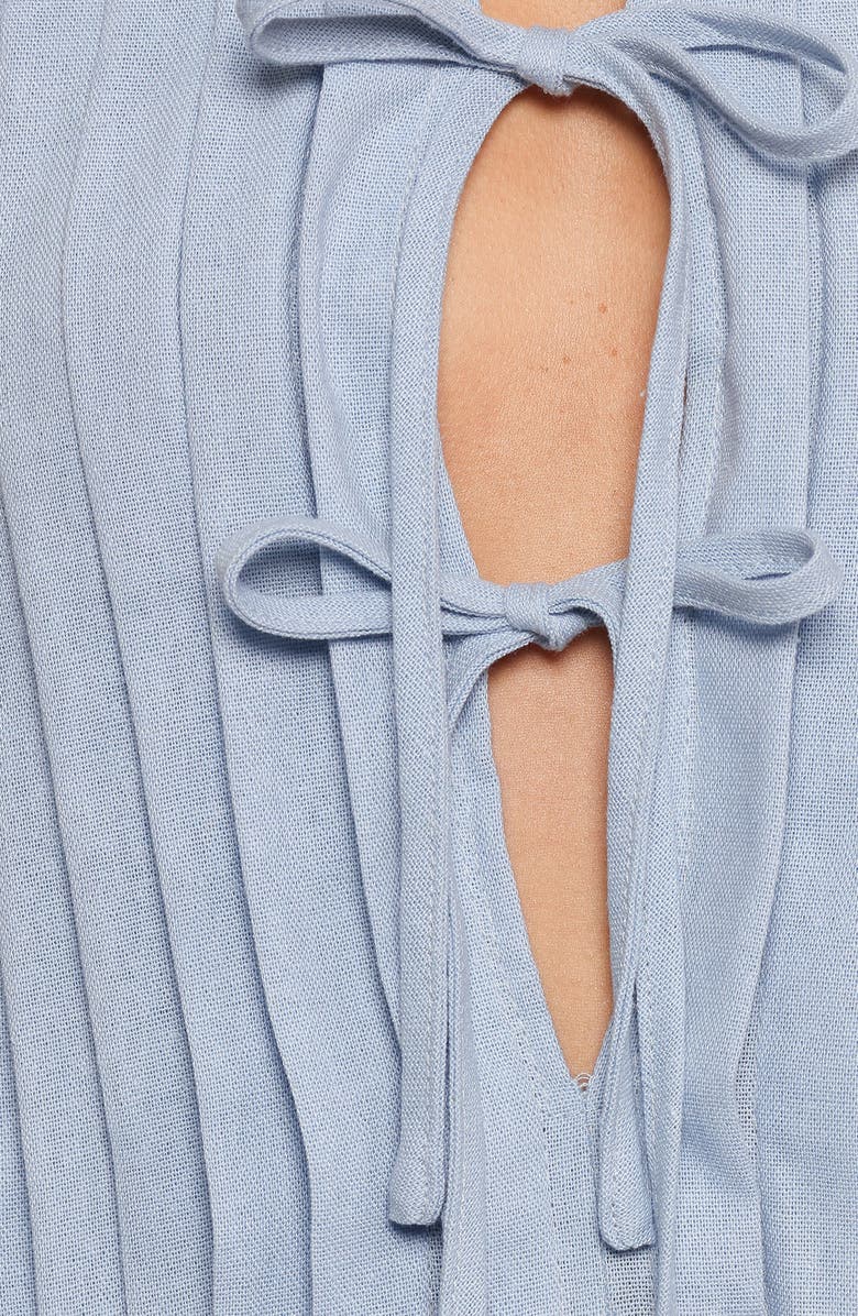 Petal & Pup Madeline Pintuck Tie Front Minidress, Alternate, color, Blue