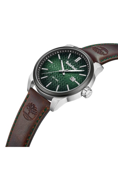 Timberland Henniker Ii Leather Strap Watch, 44mm In Dark Brown