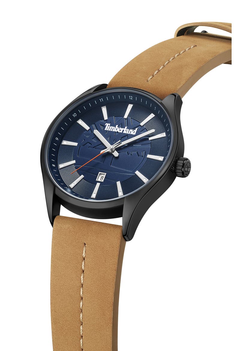 Classic Three Hand Leather Strap Watch, 42.5mm, Alternate, color, BROWN