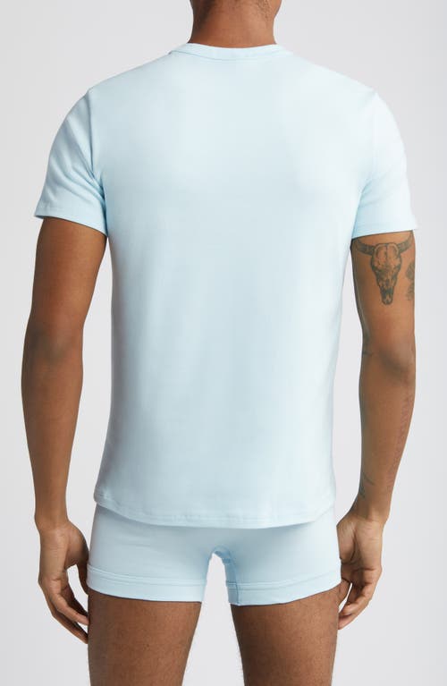 Tom Ford Mens Brand-embroidery Crewneck Woven T-shirt Glass Blue In Arctic Blue