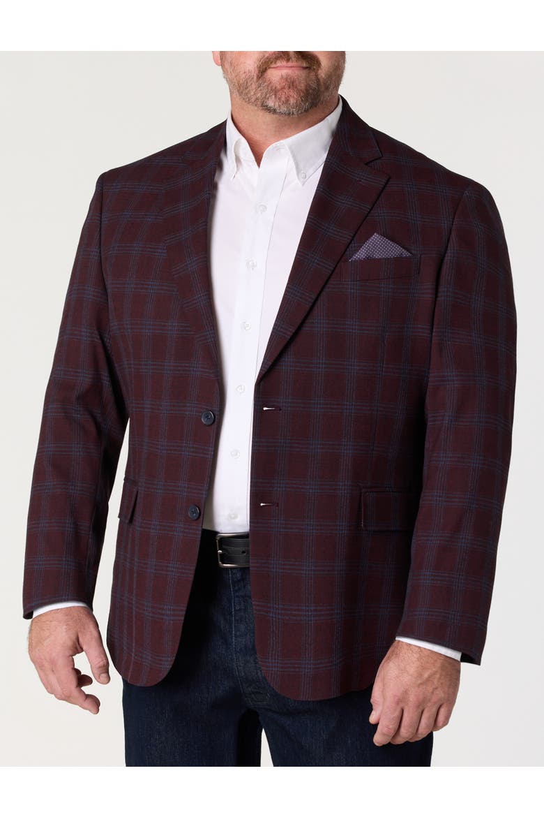 Big & Tall Large Plaid Jacket-Relaxer Sport Coat, Main, color, BURGUNDY