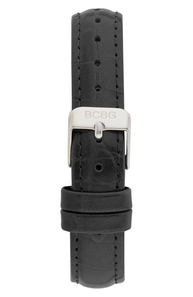 BCBG Prism Faux Leather Strap Watch, 27mm, Alternate, color, Black