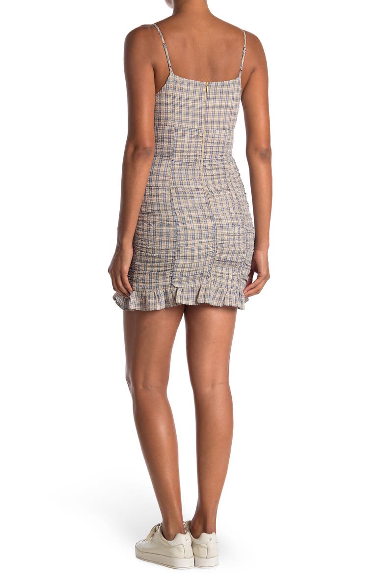 Lush Gingham Ruched Sleeveless Mini Dress, Alternate, color,