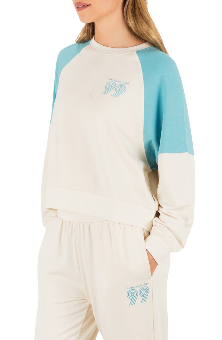 Hurley Rollers Colorblock Crew Neck Sweatshirt, Alternate, color, Off White