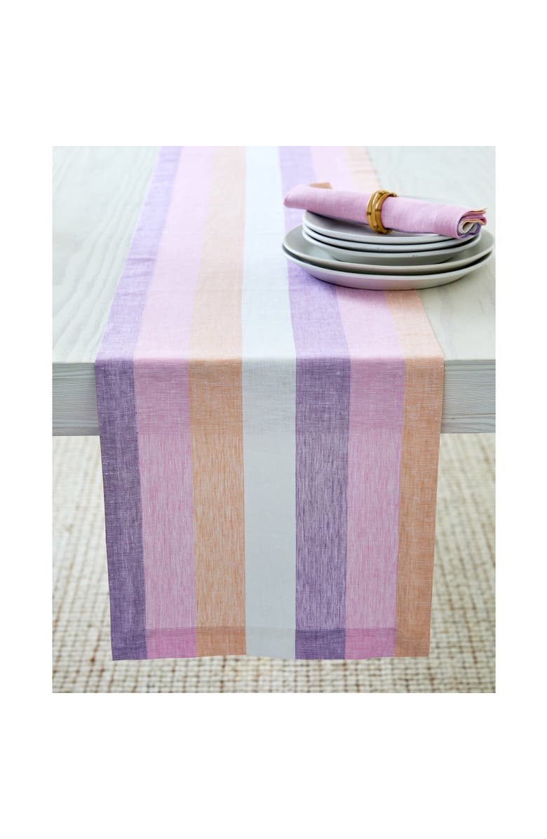 Solino Home Linen Table Runner for Dining Table, Holiday and Everyday Table Decor - Gelato Stripe, Alternate, color, 