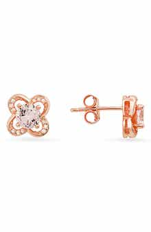 Queen Jewels Sterling Silver CZ Flower Stud Earrings
