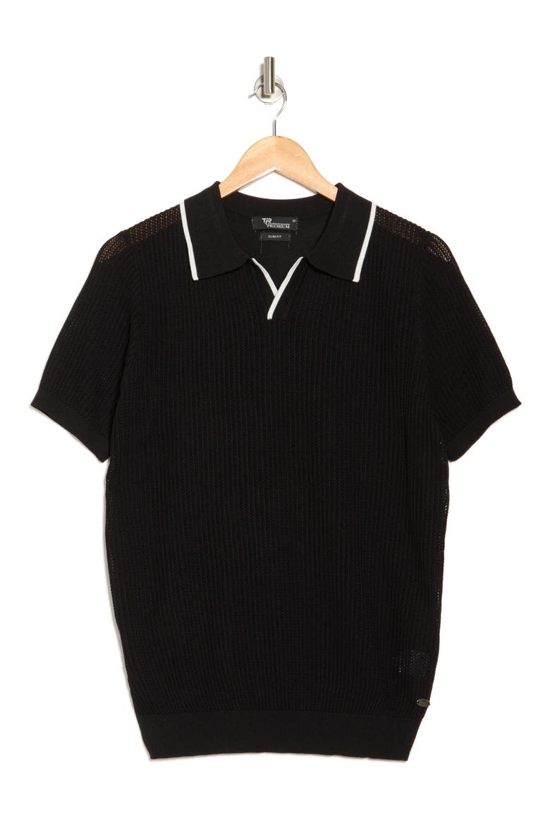 Johnny Collar Sweater Knit Polo, Alternate, color, BLACK