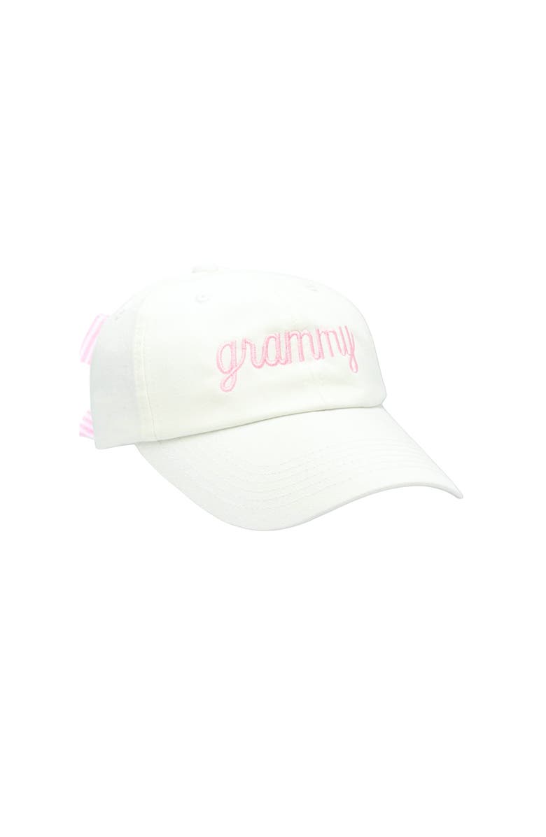 Bits & Bows Grammy Adult Bow Baseball Hat, Main, color, White
