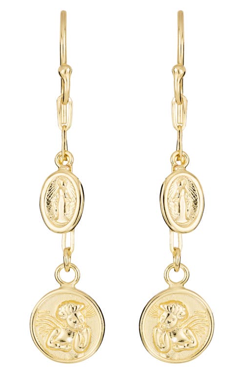 Athra Luxe Medallion Drop Earrings In Gold