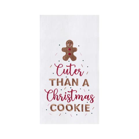 "Cuter Than A Christmas Cookie" Embroidered 100% Cotton Flour Sack Dishtowel
