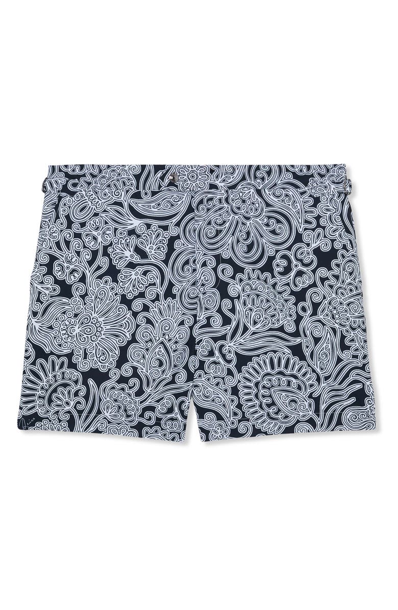 Reiss Fallow Floral Side Adjuster Swim Trunks, Alternate, color, Navy