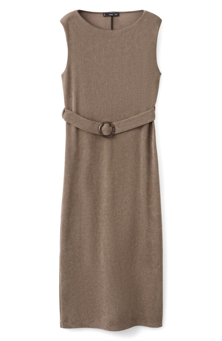 MANGO Belted Sleeveless Knit Dress, Alternate, color,