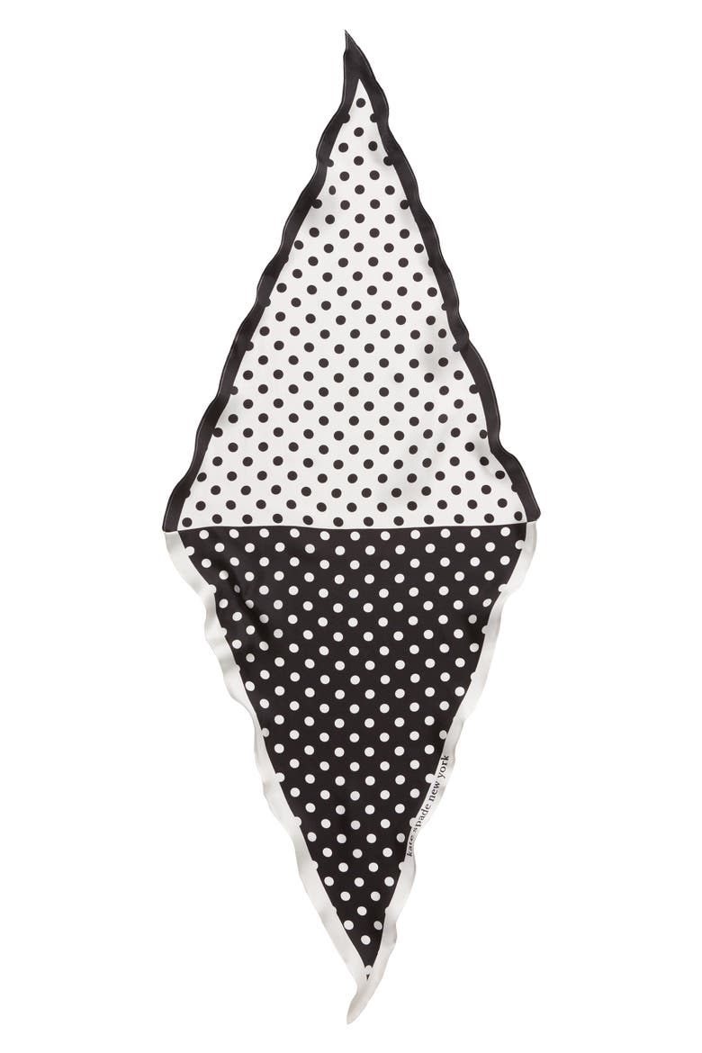 lia dot silk scarf, Alternate, color, BLACK