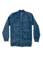 Dapper Boi Blue Microfiber Suede Bomber Jacket