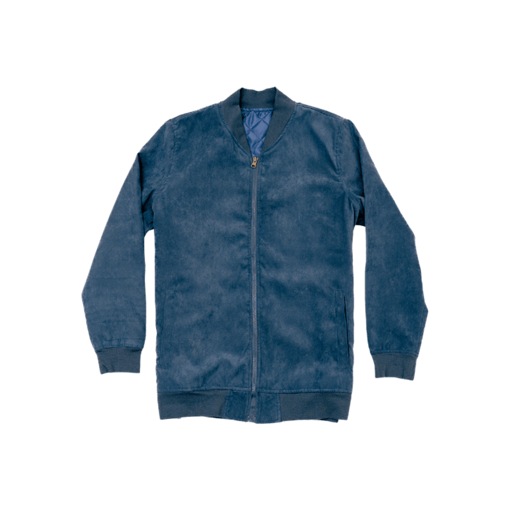 Dapper Boi Blue Microfiber Suede Bomber Jacket In Blue