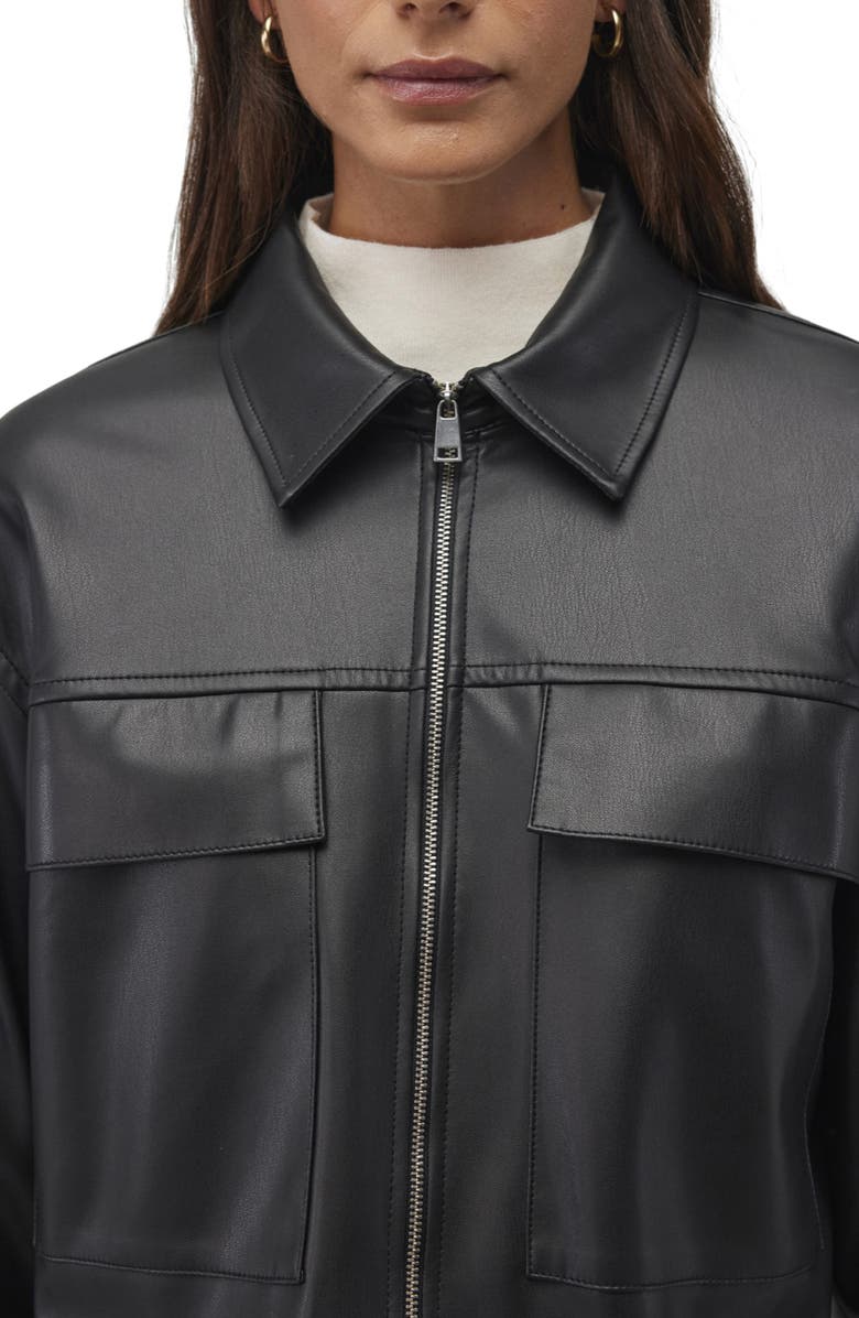 Mavi Jeans Faux Leather Zip Crop Shirt Jacket, Alternate, color, 