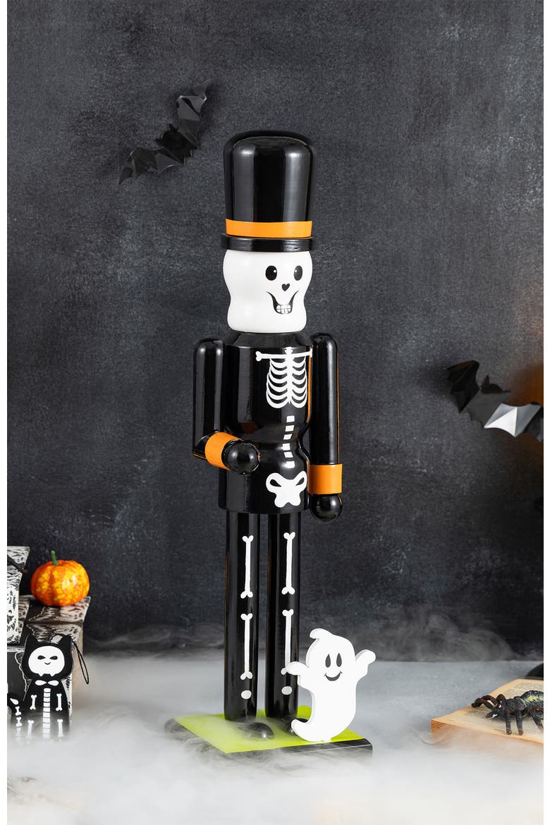 Halloween Wood Skeleton with Ornament Nutcrackers, Alternate, color, White