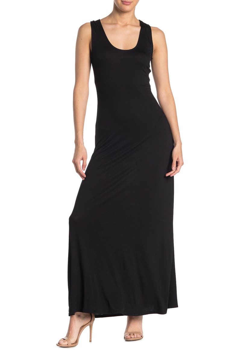 Racerback Sleeveless Maxi Dress, Main, color, BLACK
