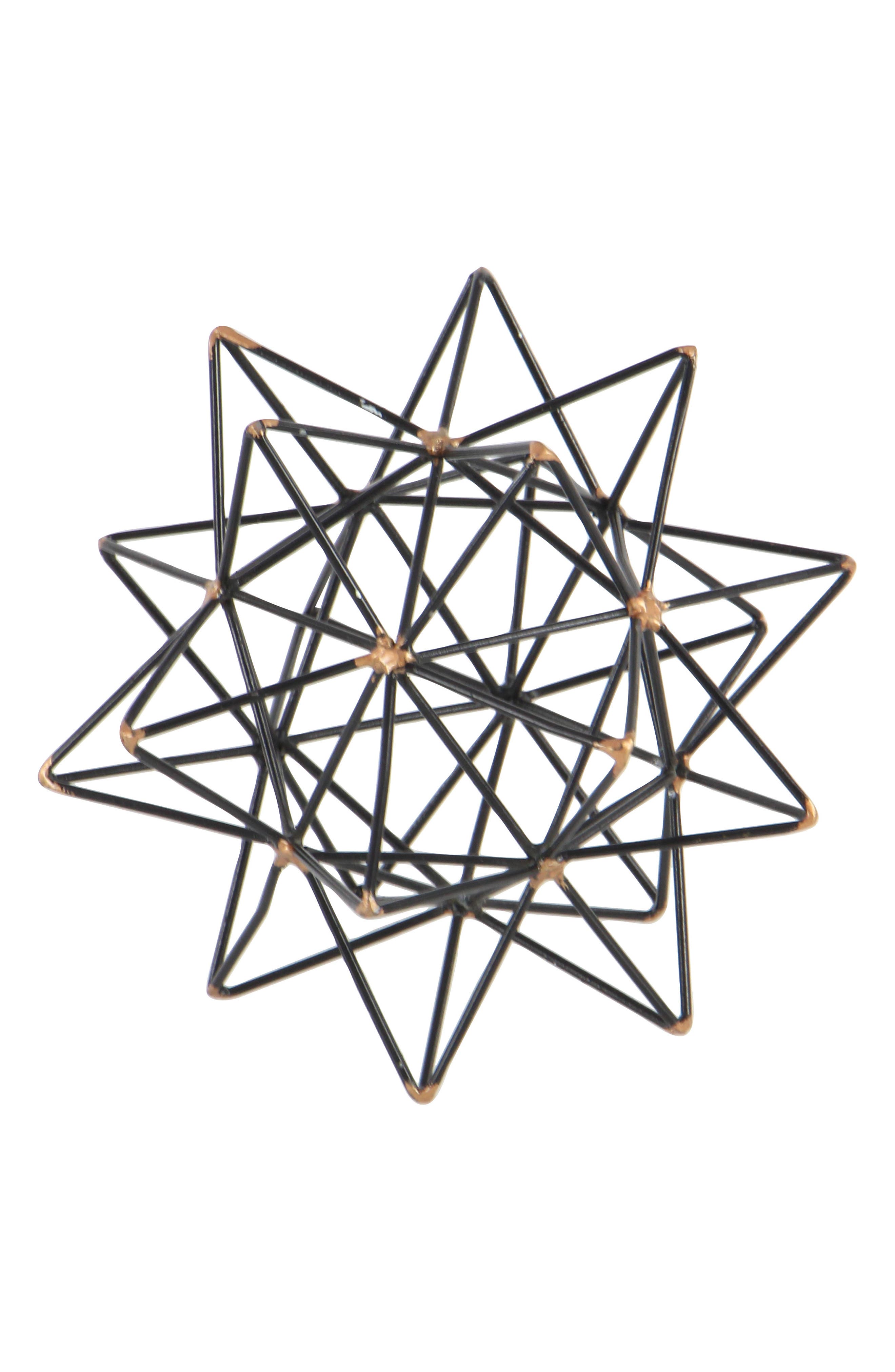 UMA Black Metal Geometric Sculpture with Gold Accents