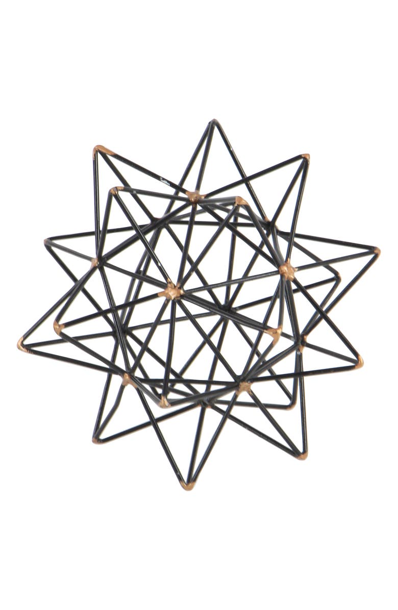 UMA Black Metal Geometric Sculpture with Gold Accents, Main, color, Black