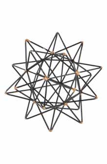UMA Black Metal Geometric Sculpture with Gold Accents