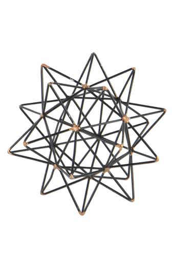 UMA Black Metal Geometric Sculpture with Gold Accents