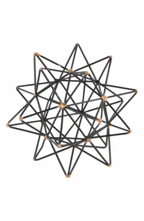UMA Black Metal Geometric Sculpture with Gold Accents