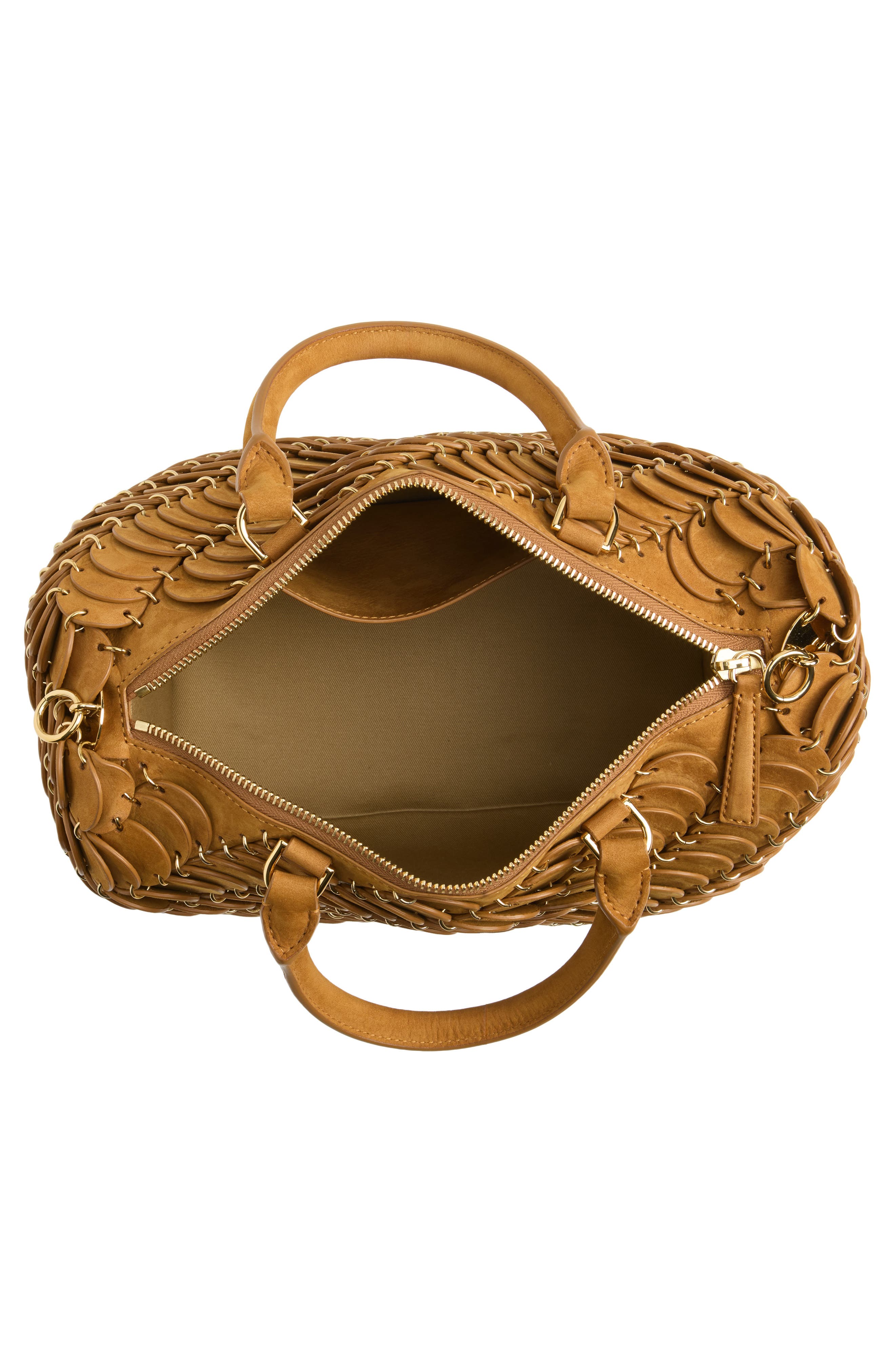 Paco Nubuck Leather Boston Bag, Alternate, color, CAMEL / GOLD