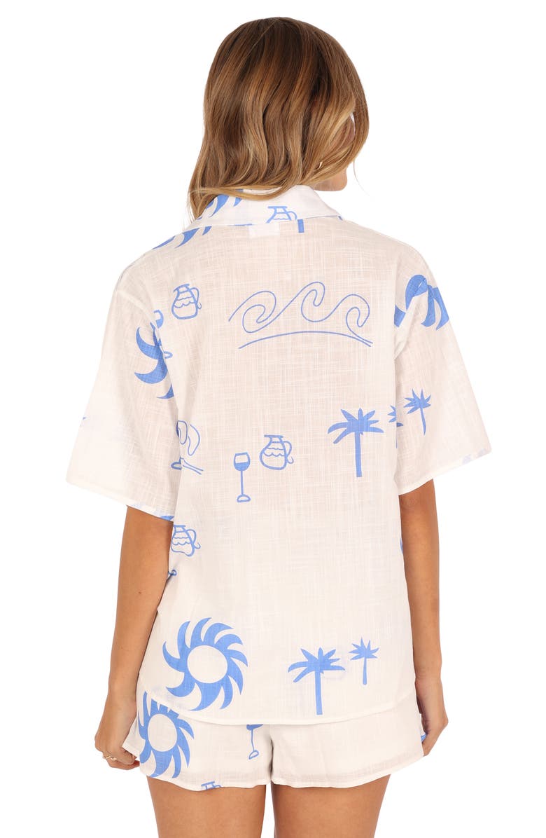 Petal & Pup Sun Wave Cotton Button-Up Shirt & Shorts Set, Alternate, color,