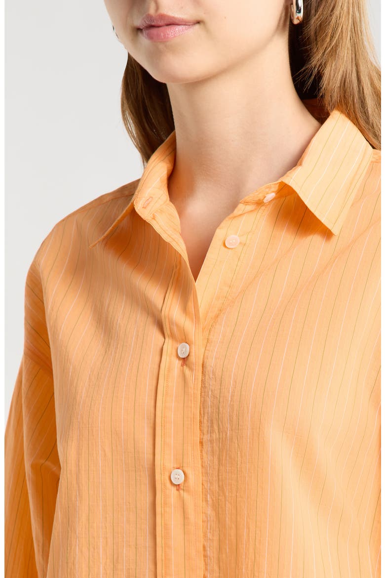 Sona Pinstripe Oversize Button-Up Shirt, Alternate, color, FONTANA STRIPE ORANGE SODA