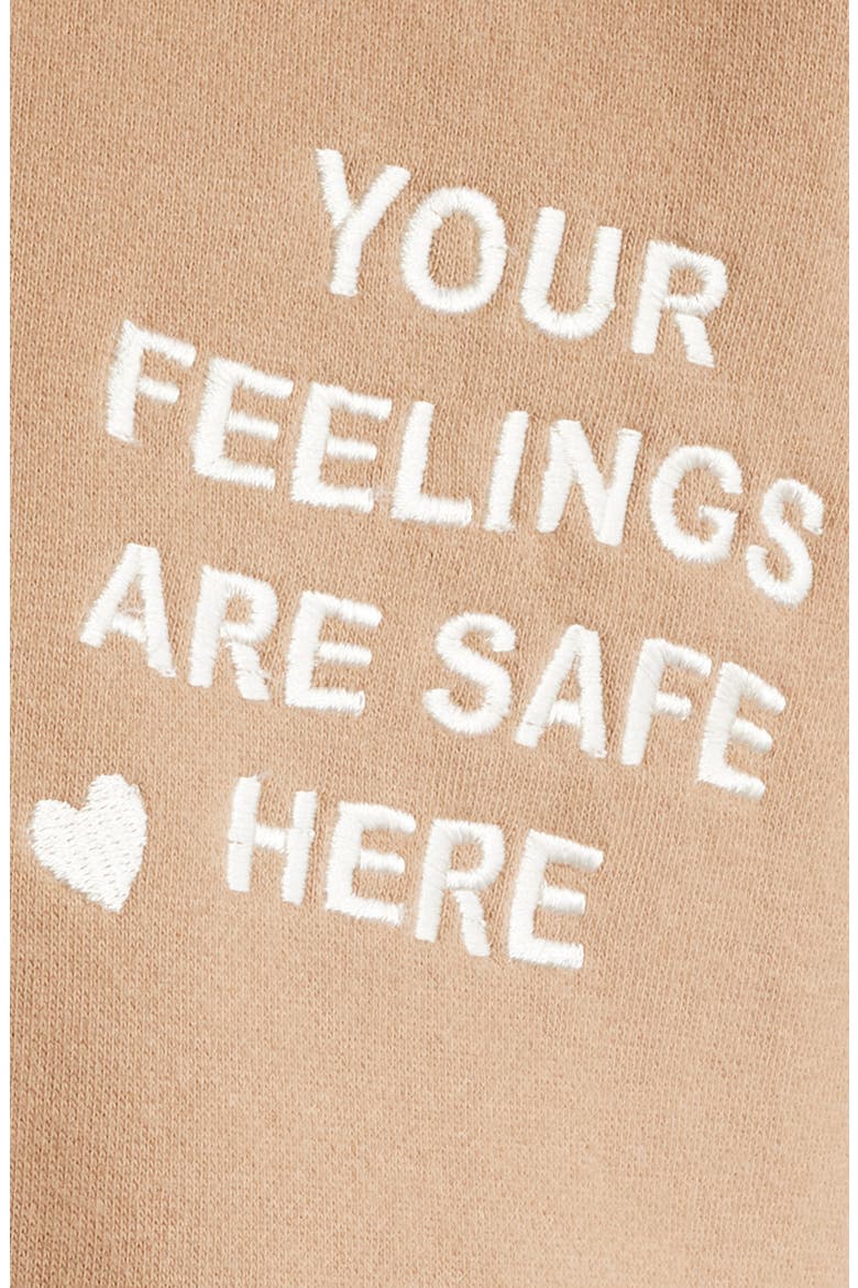 Feelings Are Safe Here Hoodie, Alternate, color, ALMOND