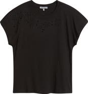 Wit & Wisdom Embroidered Eyelet Cap Sleeve T-Shirt