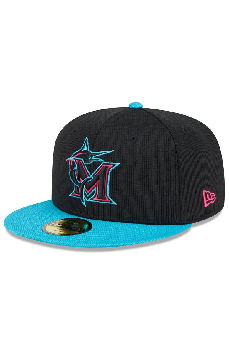 New Era Men's New Era Black/Teal Miami Marlins 2025 City Connect Batting Practice 59FIFTY Fitted Hat, Alternate, color, 
