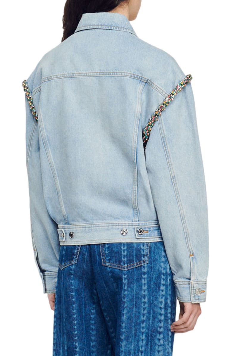 SANDRO Paloma Denim Jacket, Alternate, color, 