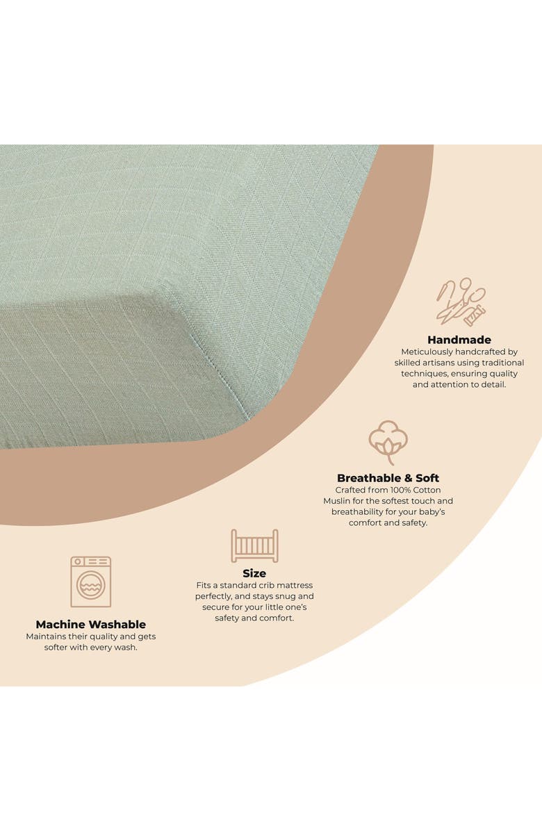 CRANE BABY Cotton Muslin Fitted Crib Sheet, Alternate, color, Green