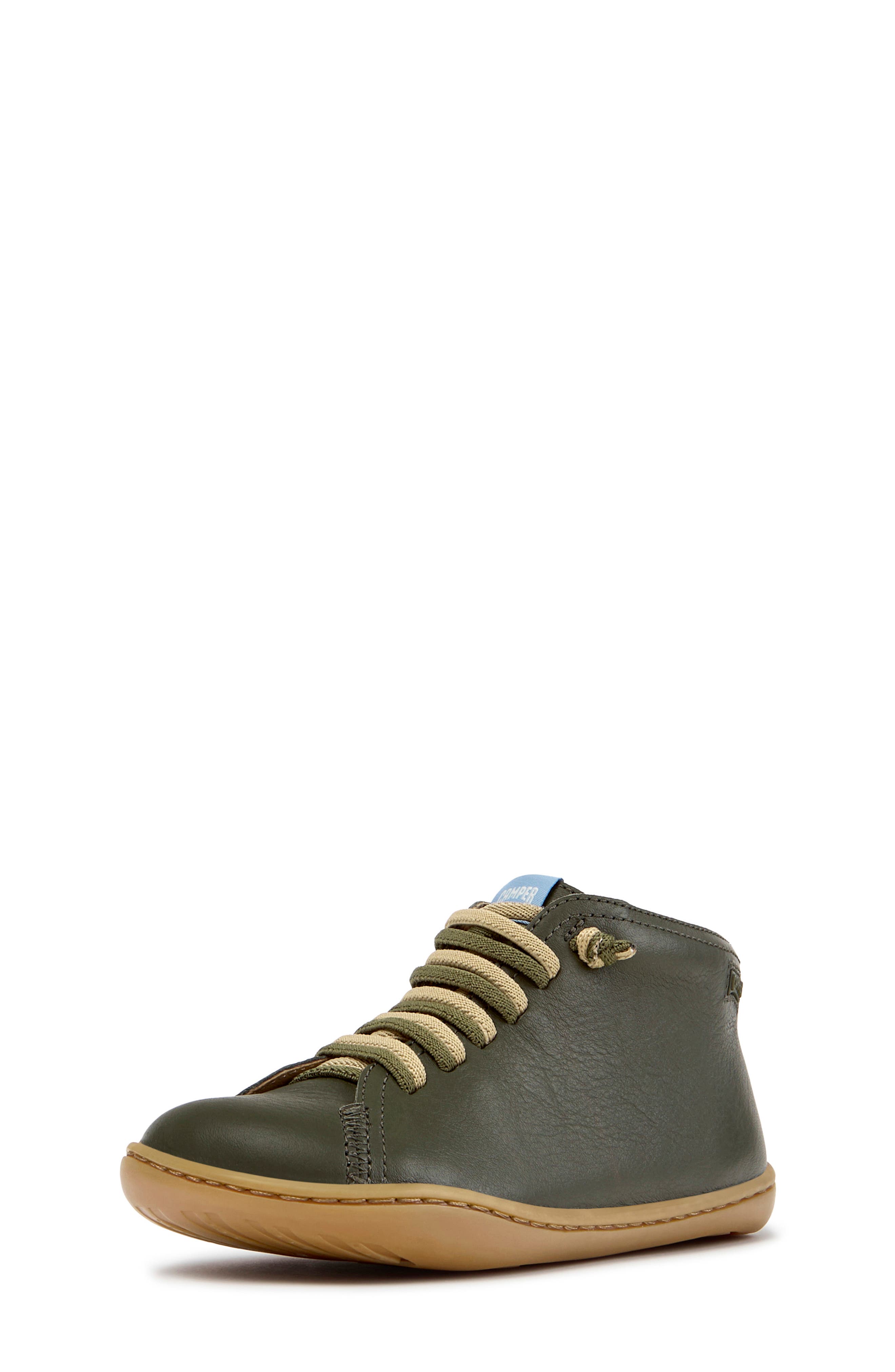 Kids' Peu Cami Leather Bootie, Main, color, DARK GREEN
