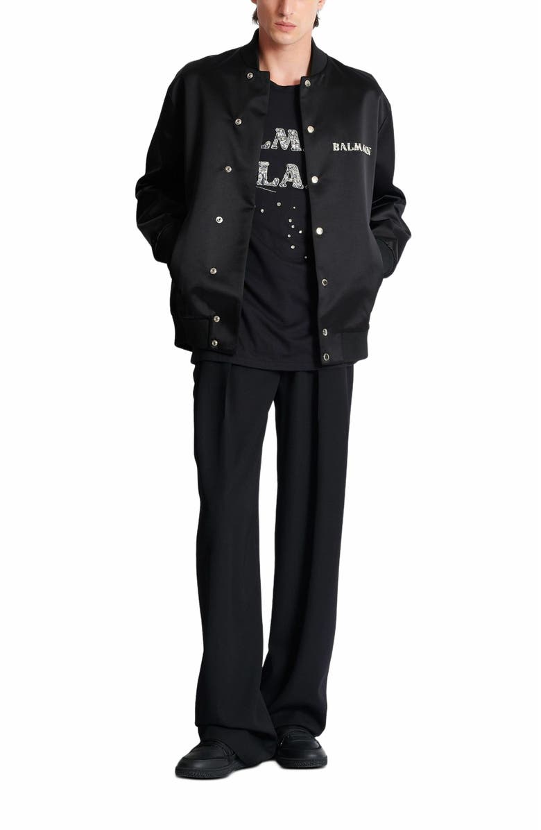 Balmain Embroidered Balmain Galaxy T-Shirt, Alternate, color, Silver