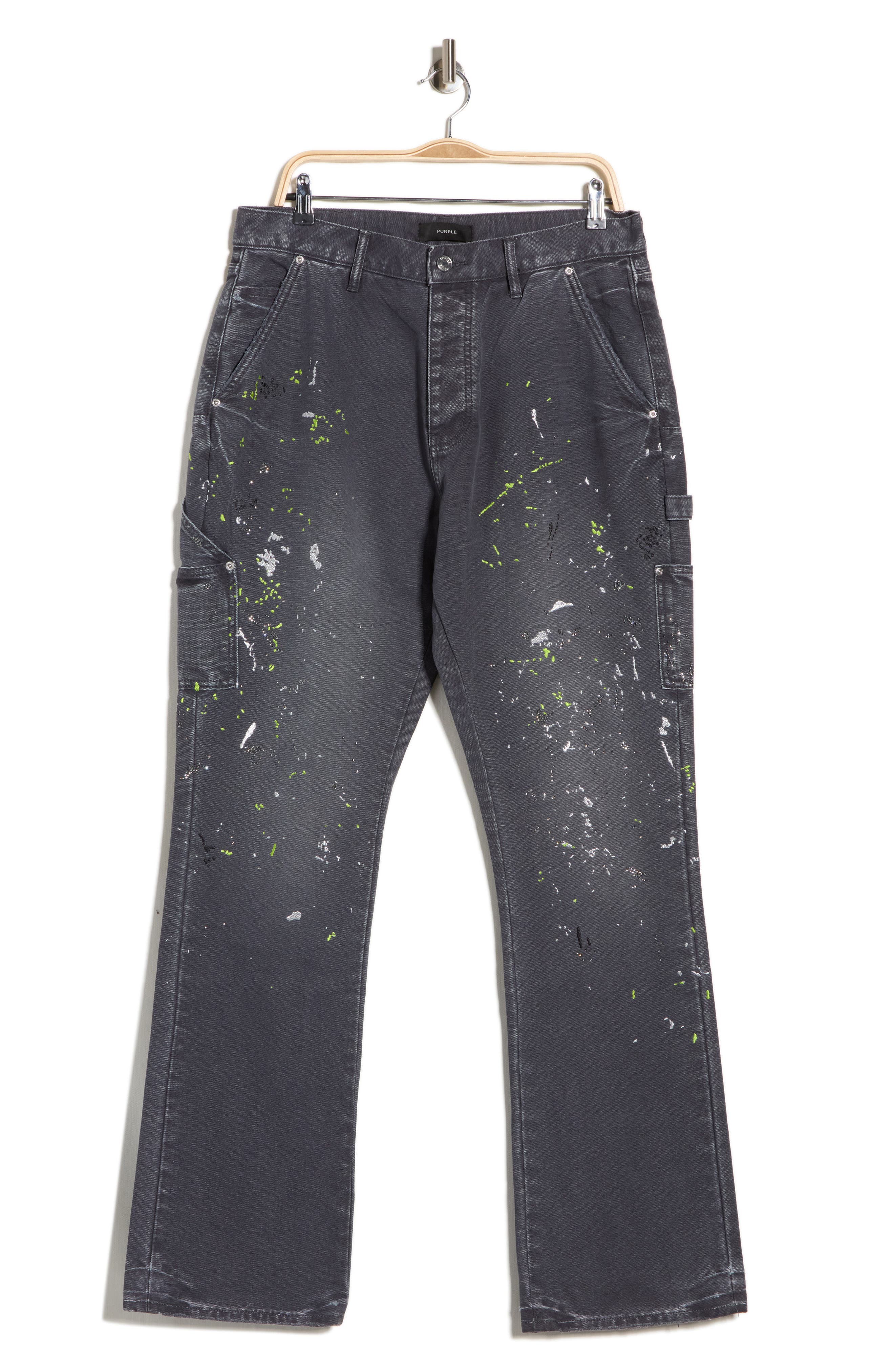PURPLE BRAND Embellished Paint Carpenter Jeans