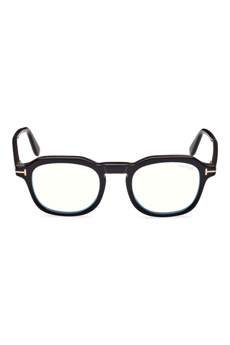 49mm Blue Light Blocking Glasses, Main, color, SHINY BLACK